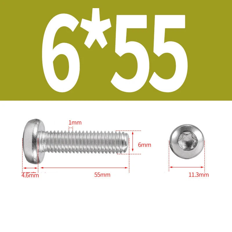 M6 M8 M10 A2 STAINLESS STEEL TORX PAN HEAD MACHINE SCREWS HEXOBULAR BOLTS
