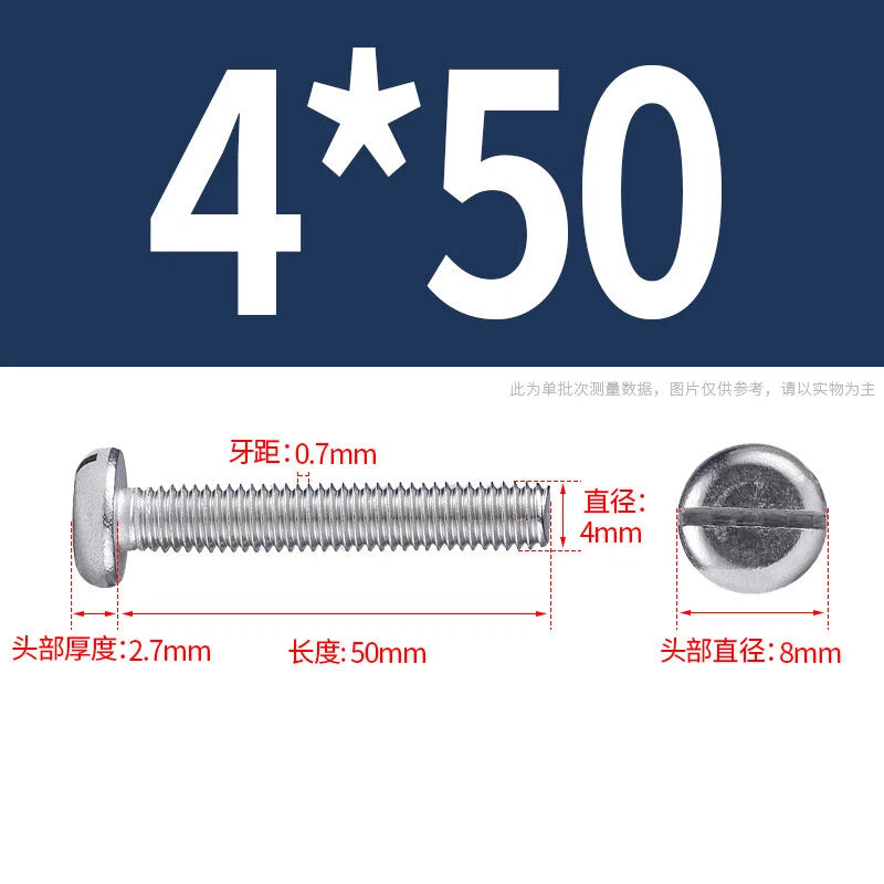 M4 M5 M6 M8 M10 A2 Stainless Steel Machine Screws - Slotted Pan Head Bolts DIN85