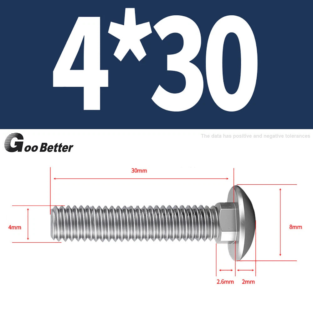 M4–M12 Carriage Bolts A2 Stainless Steel | Cup Square Neck Screws