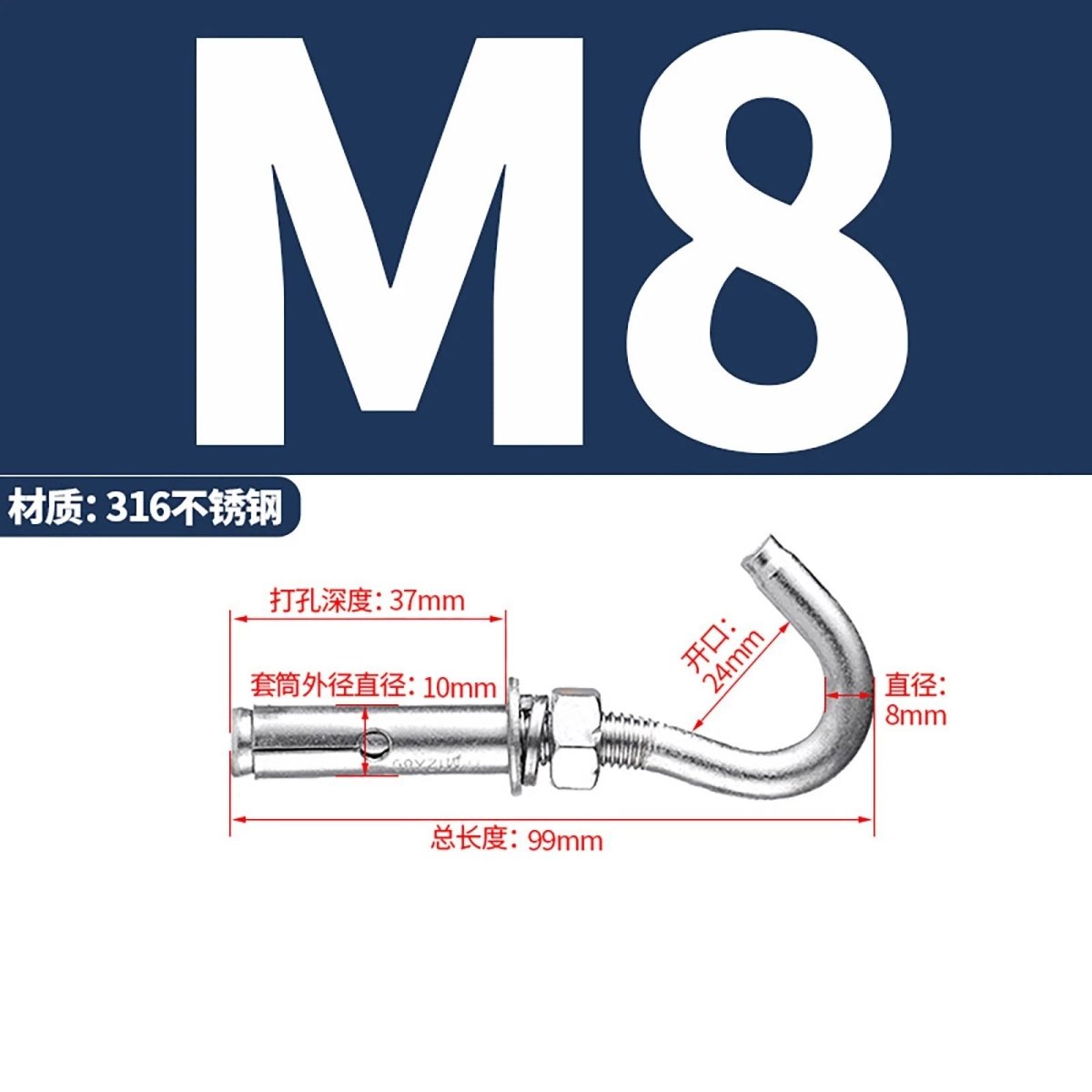 Heavy Duty Eye Bolt Shield Anchor Expansion Bolts — Closed Hook, Eye & Triangular Head - HomeDIYer