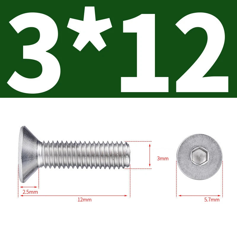 Allen Countersunk Head Screws V4A Steel Hexagon Socket Flat Head Machine Screw