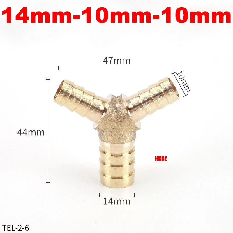 Brass Y Barbed Hose Tail Joiner — Tube Connector for Air, Water, Fuel & Gas