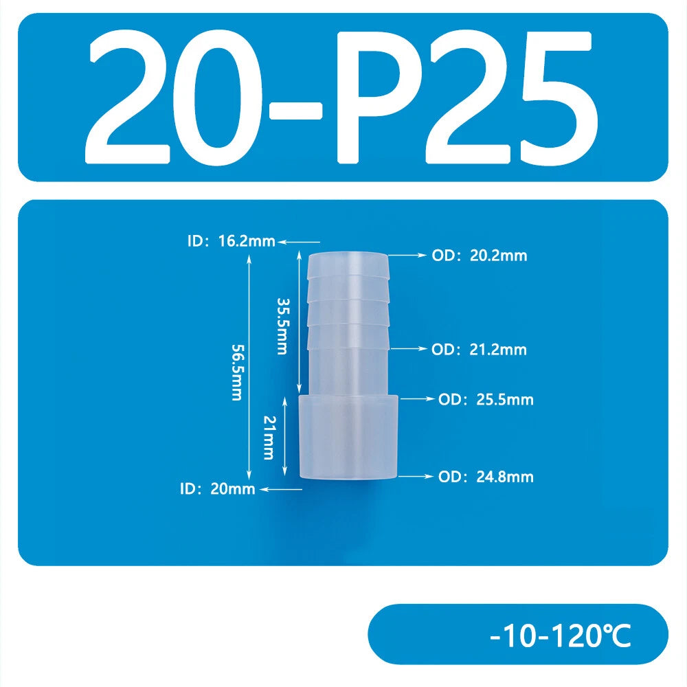 Straight Barbed Hose Joiner Connector — Plastic, φ8mm–25mm, Air & Water