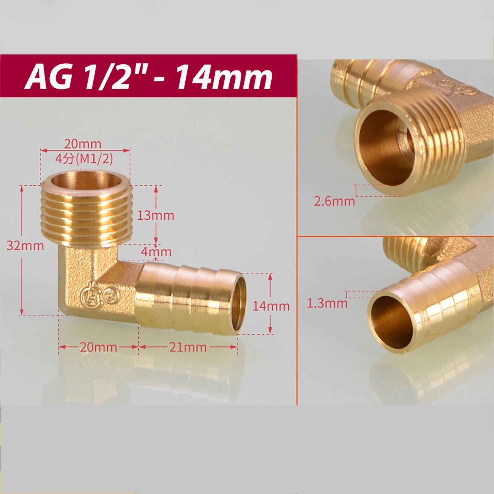 Brass 90° BSP Male Elbow x Barbed Hose Tail Fitting – Air & Water Pipe Connector