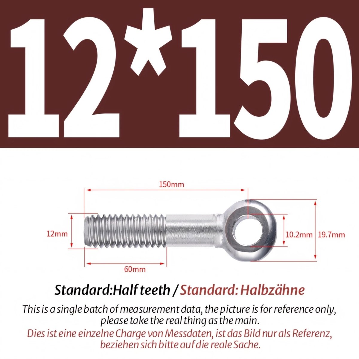 M12 M14 Stainless Steel Eye Bolts – Threaded Ring for Catenary Wire & Hanging - HomeDIYer