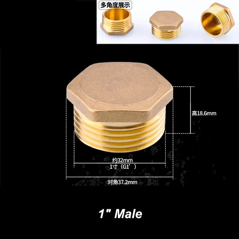 Brass BSP Blanking Cap Plug — 1/8" to 2" Male & Female Stop End with Washer