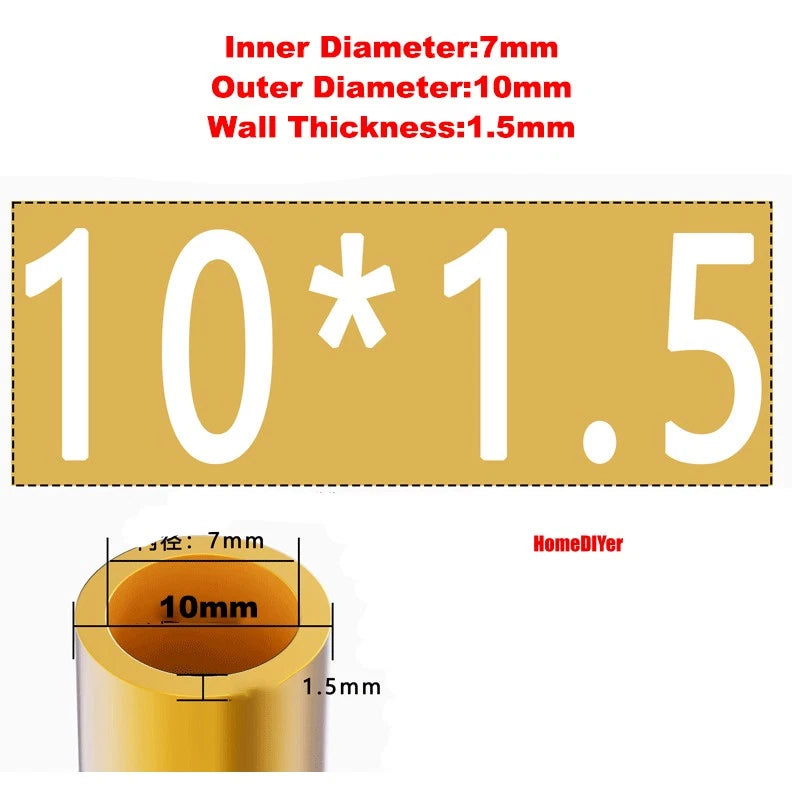H62 Brass Round Tube — OD 2mm–100mm, Wall 0.5mm–4mm, 200mm Length