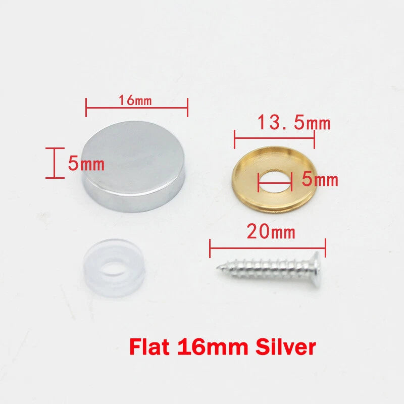 Mirror Screw Cover Caps 10–25mm – Brass Decorative Disc Plates, Flat & Dome, Silver & Gold