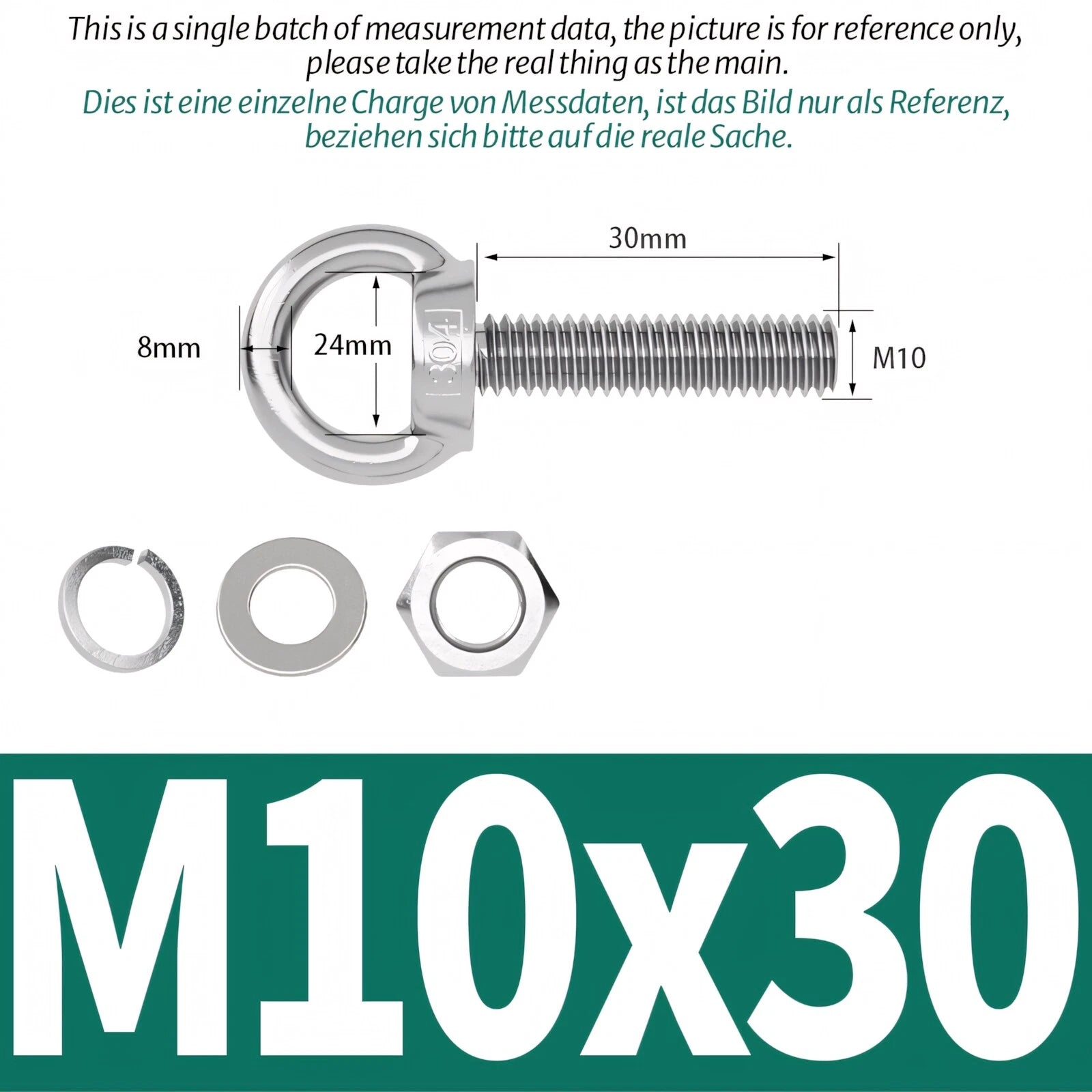 M8 M10 M12 Eye Bolts Kit Screws Nut Washer Long Boat Stainless Steel A2 304