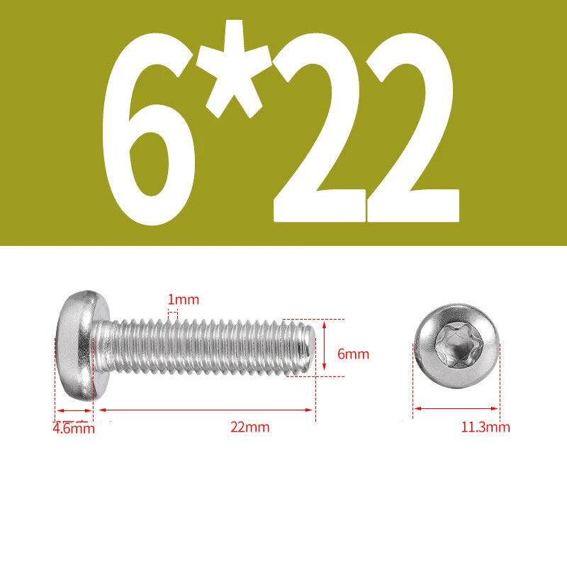 M6 M8 M10 A2 STAINLESS STEEL TORX PAN HEAD MACHINE SCREWS HEXOBULAR BOLTS