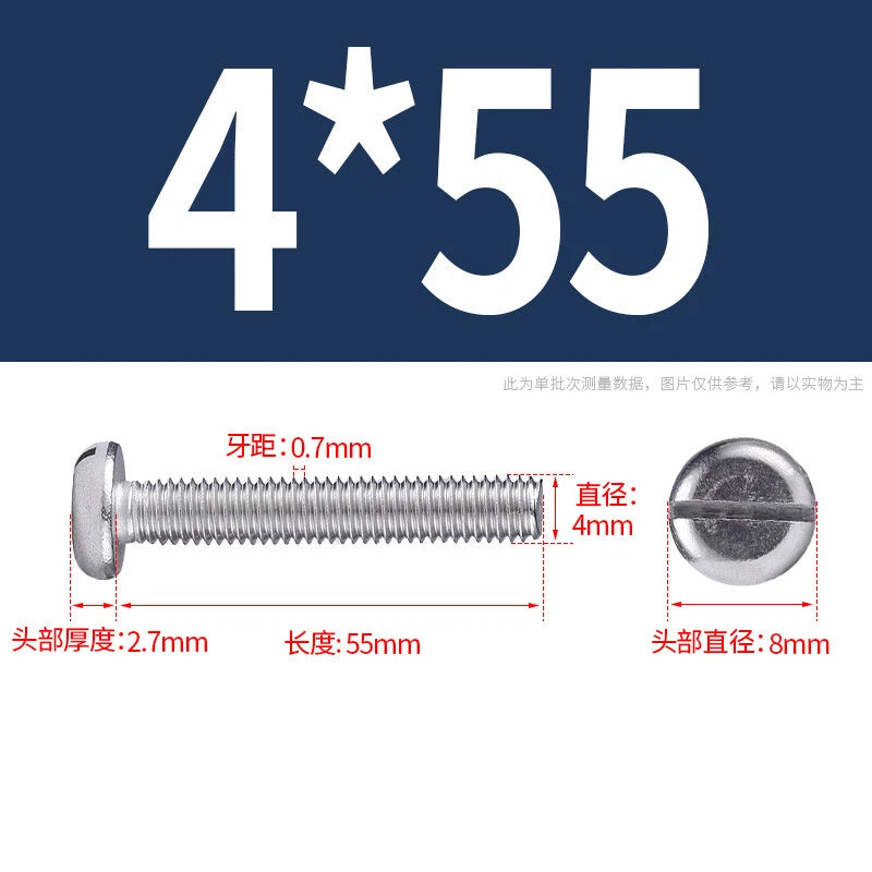 M4 M5 M6 M8 M10 A2 Stainless Steel Machine Screws - Slotted Pan Head Bolts DIN85