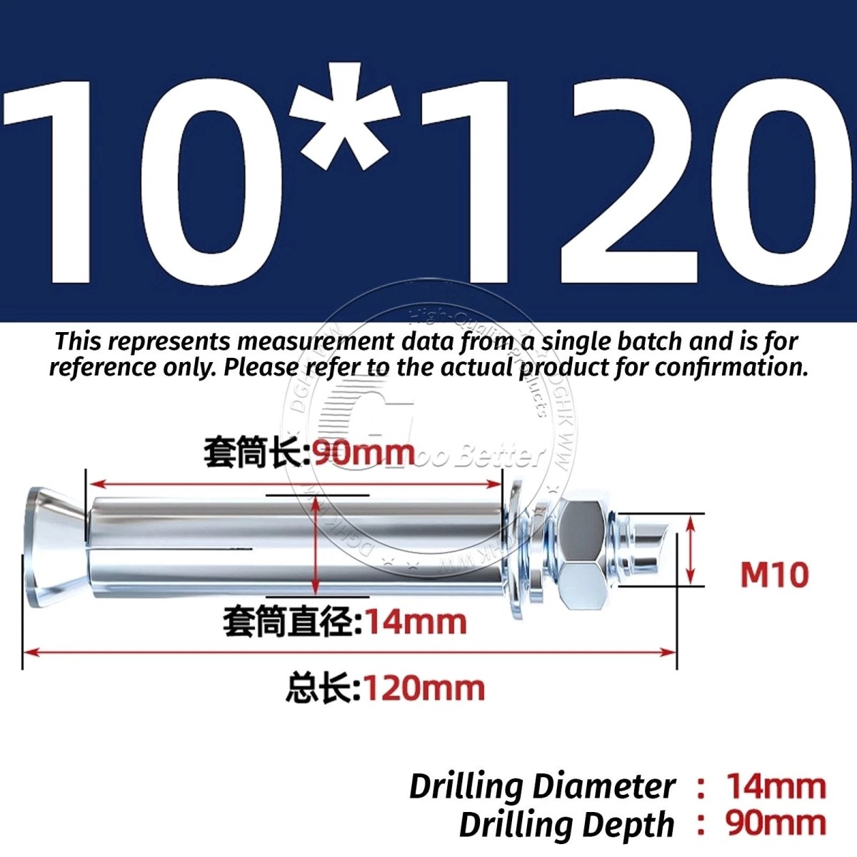 Concrete Expansion Anchor Bolts M6–M20, Extra Long Masonry Wall Screws – Iron Blue White Zinc / Iron - colour Zinc - HomeDIYer
