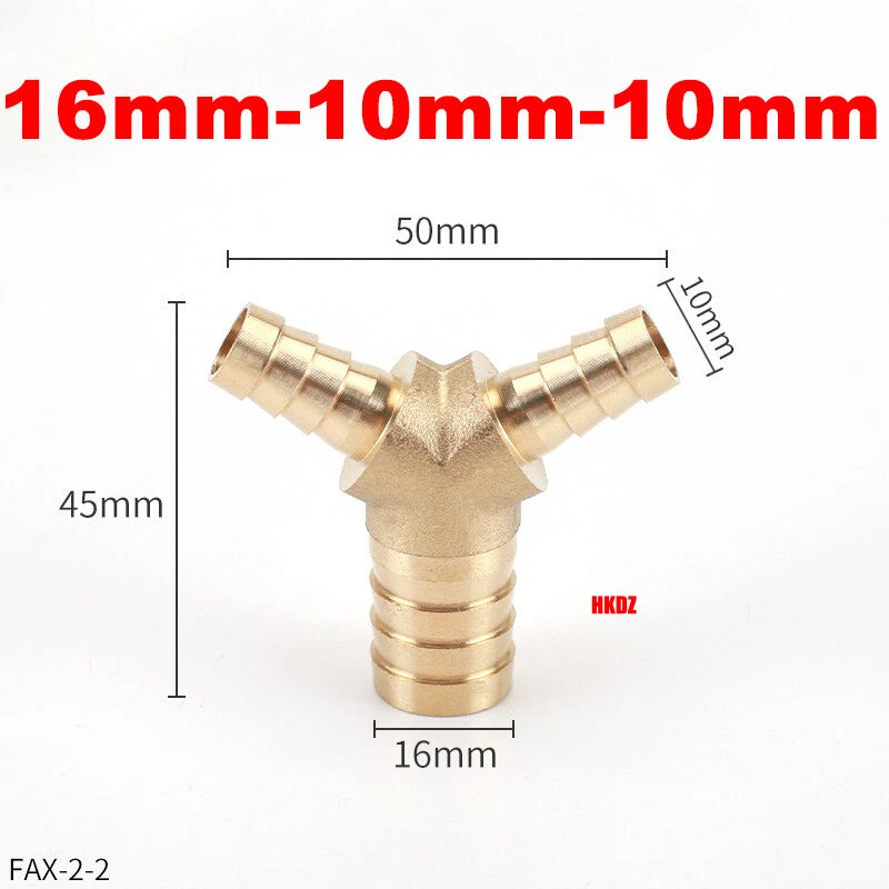 Brass Y Barbed Hose Tail Joiner — Tube Connector for Air, Water, Fuel & Gas