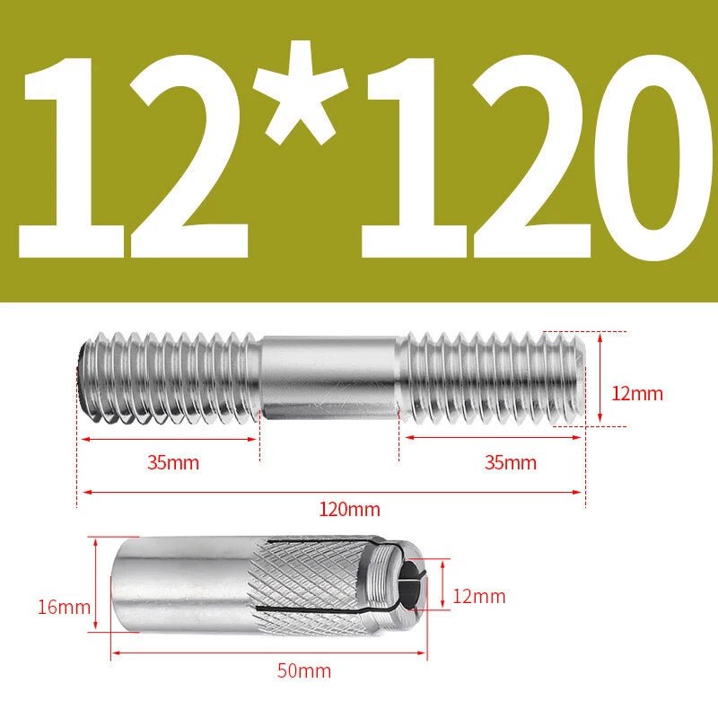 304 Stainless Steel Double - End Threaded Expansion Anchor Bolts | M6 M8 M10 M12 | 100–250mm - HomeDIYer