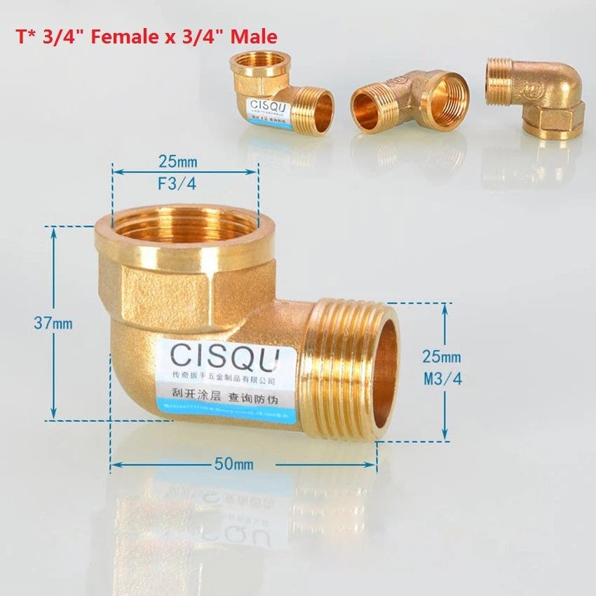 Brass NPT Pipe Fittings – 1/2" & 3/4" Male Female Thread Adapter Connector