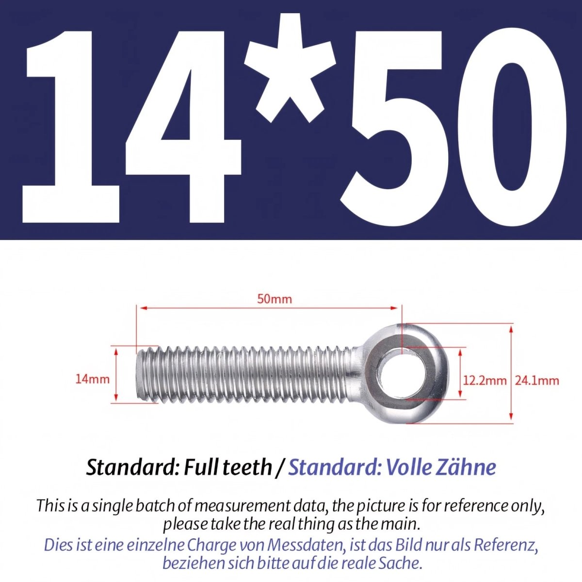M12 M14 Stainless Steel Eye Bolts – Threaded Ring for Catenary Wire & Hanging - HomeDIYer