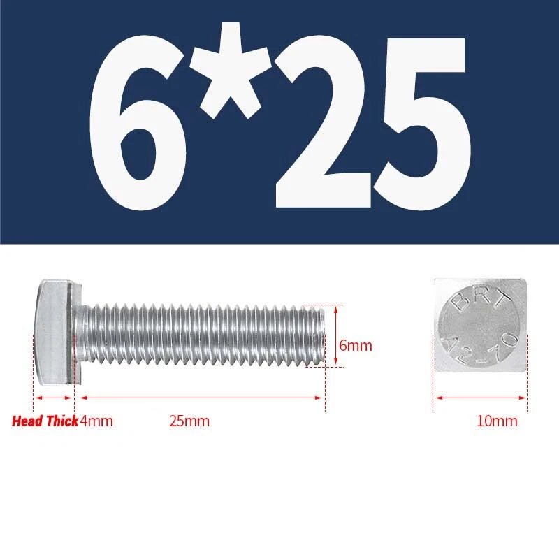 Square Head Bolts M4 M5 M6 M8 M10 M12 — A2 304 Stainless Steel, Multiple Lengths - HomeDIYer