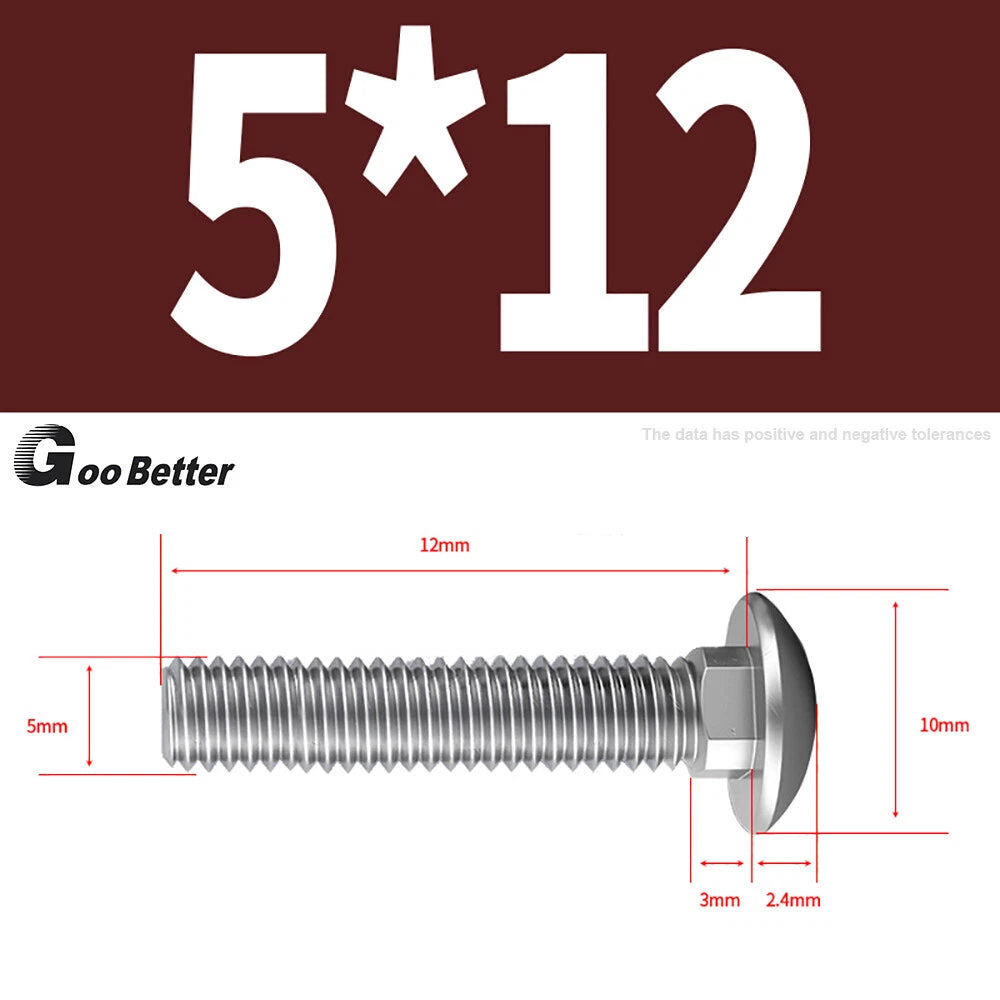 M4–M12 Carriage Bolts A2 Stainless Steel | Cup Square Neck Screws