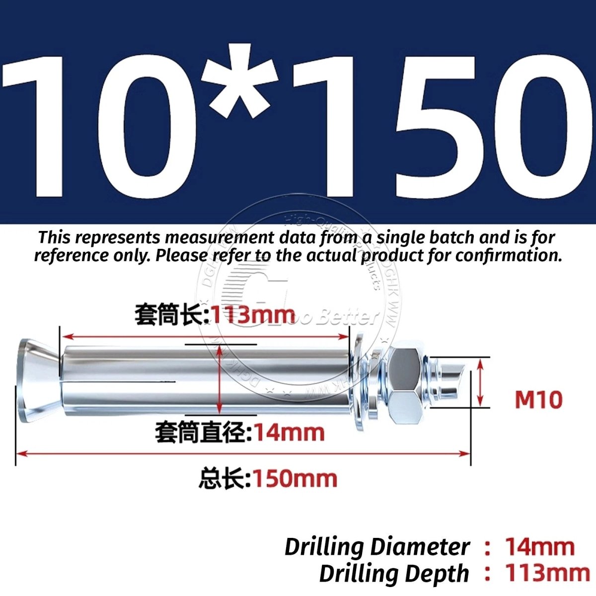Concrete Expansion Anchor Bolts M6–M20, Extra Long Masonry Wall Screws – Iron Blue White Zinc / Iron - colour Zinc - HomeDIYer