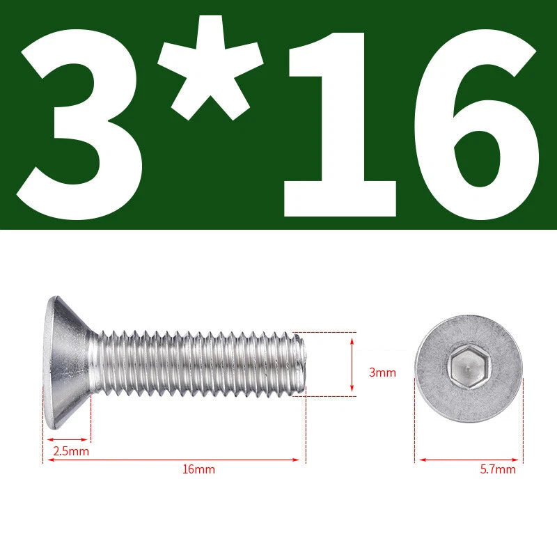Allen Countersunk Head Screws V4A Steel Hexagon Socket Flat Head Machine Screw