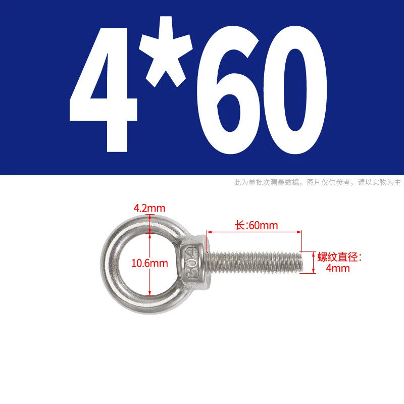 Lifting Eye Bolts A2 304 Stainless Steel M4 M5 M6 M8 M10 M12 M14 M16 M18 M20 M24
