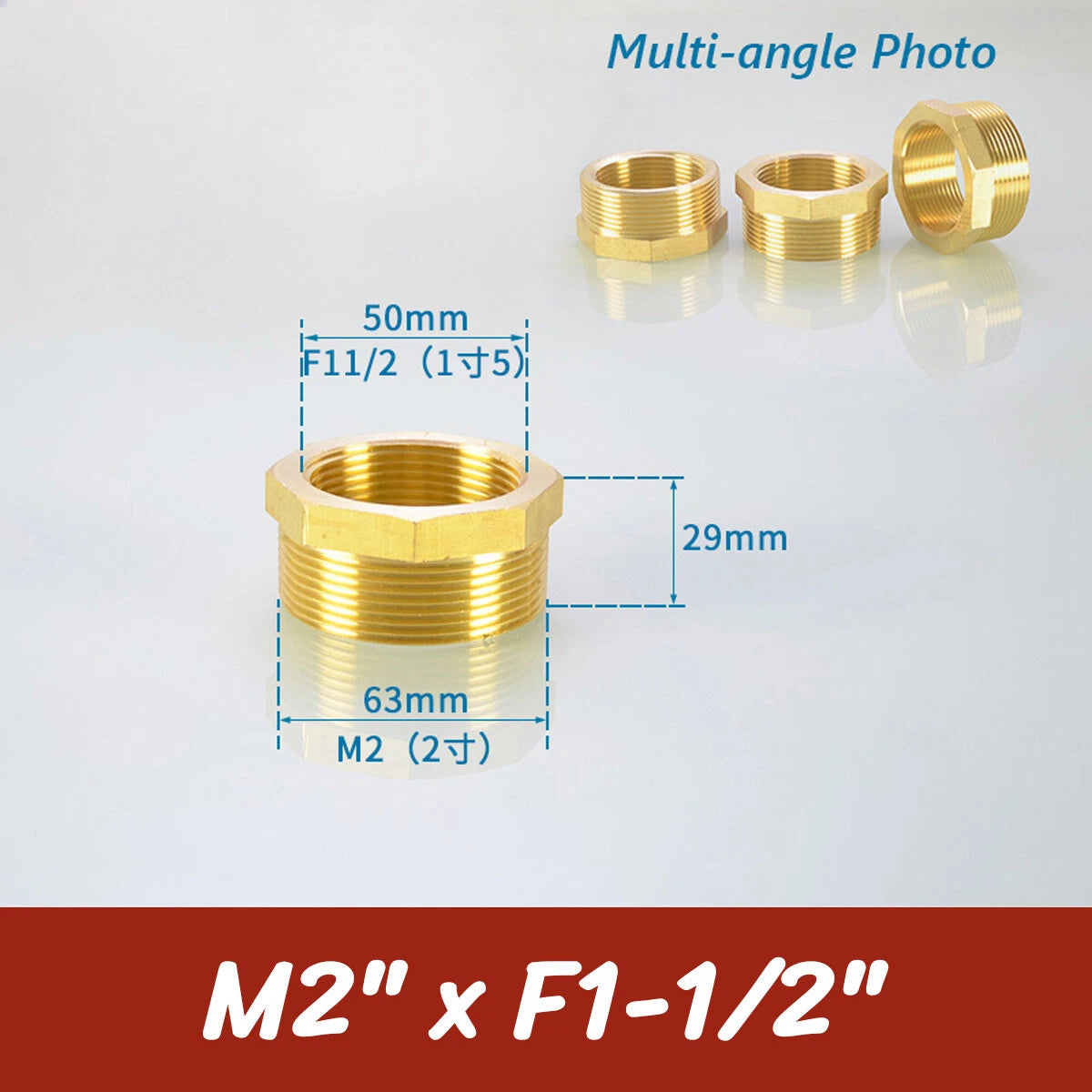 BSP Brass Reducing Hexagon Bush — Male to Female Thread Pipe Fittings