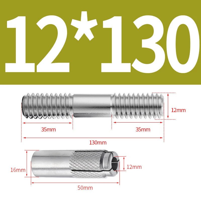 304 Stainless Steel Double - End Threaded Expansion Anchor Bolts | M6 M8 M10 M12 | 100–250mm - HomeDIYer