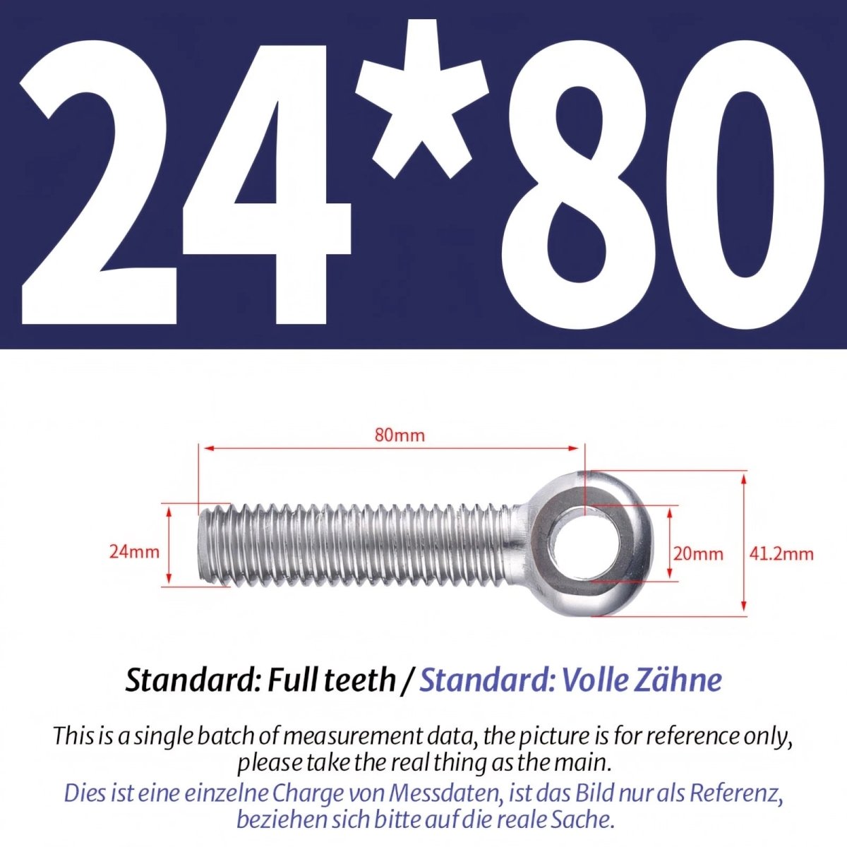 M20/M24 Stainless Steel A2 Eye Bolts – Threaded Ring for Catenary Wire & Hanging - HomeDIYer