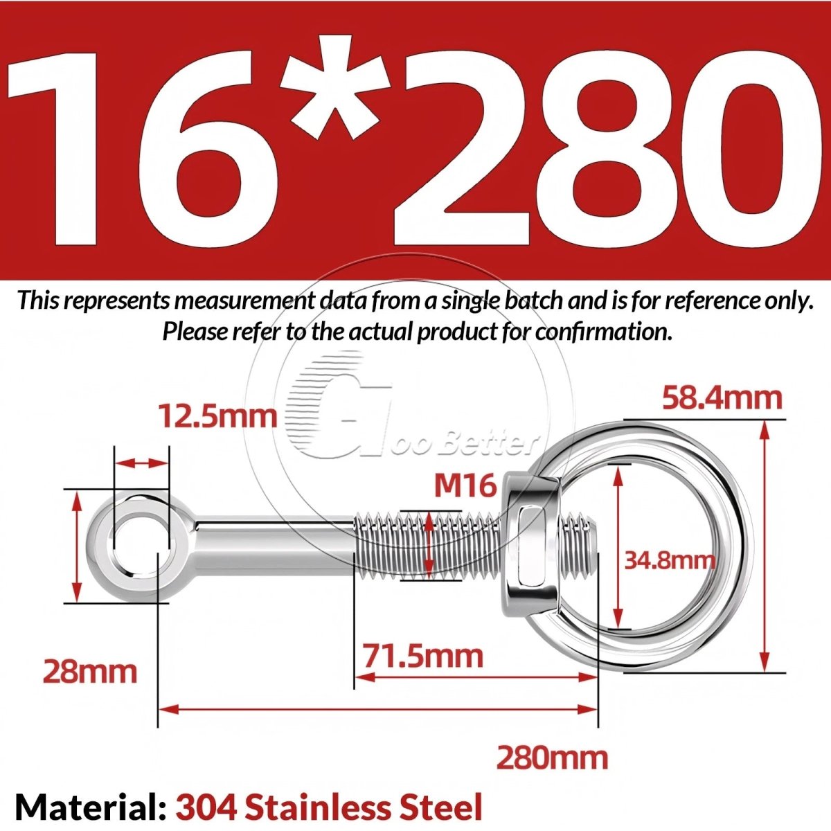 M16–M24 A2 304 Stainless Steel Lifting Eye Bolt & Eye Nut Threaded Ring - HomeDIYer