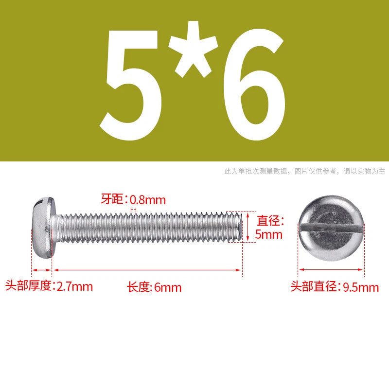 M4 M5 M6 M8 M10 A2 Stainless Steel Machine Screws - Slotted Pan Head Bolts DIN85