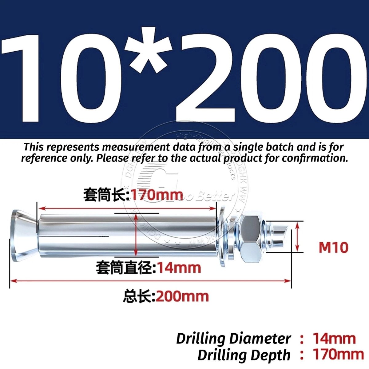 Concrete Expansion Anchor Bolts M6–M20, Extra Long Masonry Wall Screws – Iron Blue White Zinc / Iron - colour Zinc - HomeDIYer