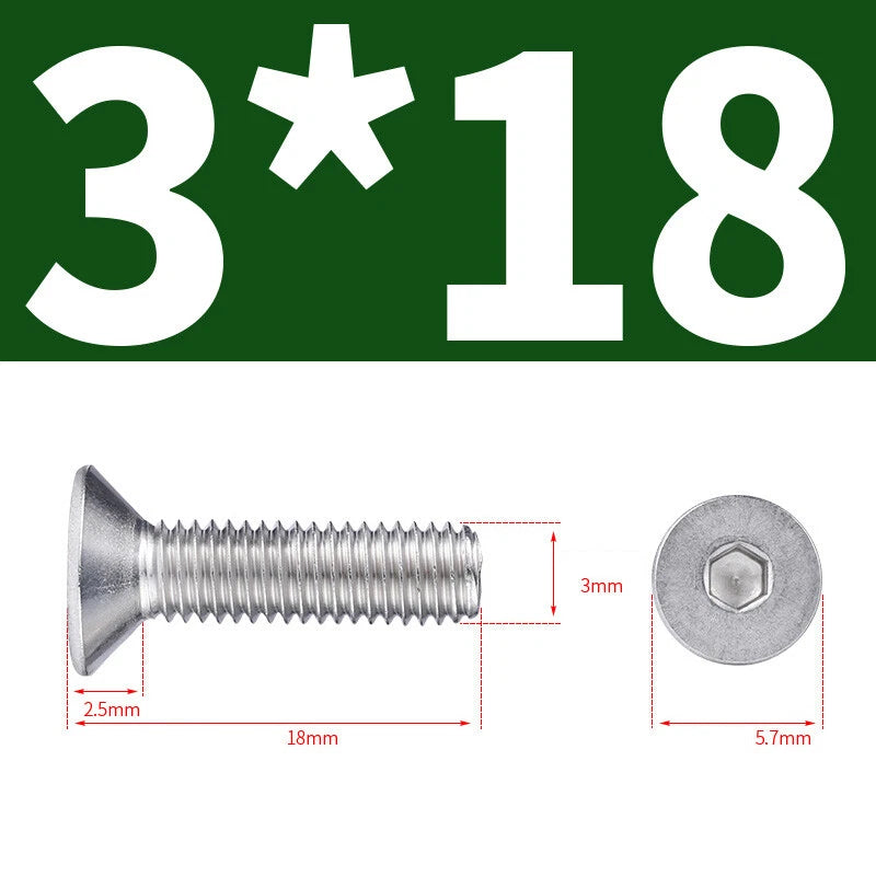 Allen Countersunk Head Screws V4A Steel Hexagon Socket Flat Head Machine Screw