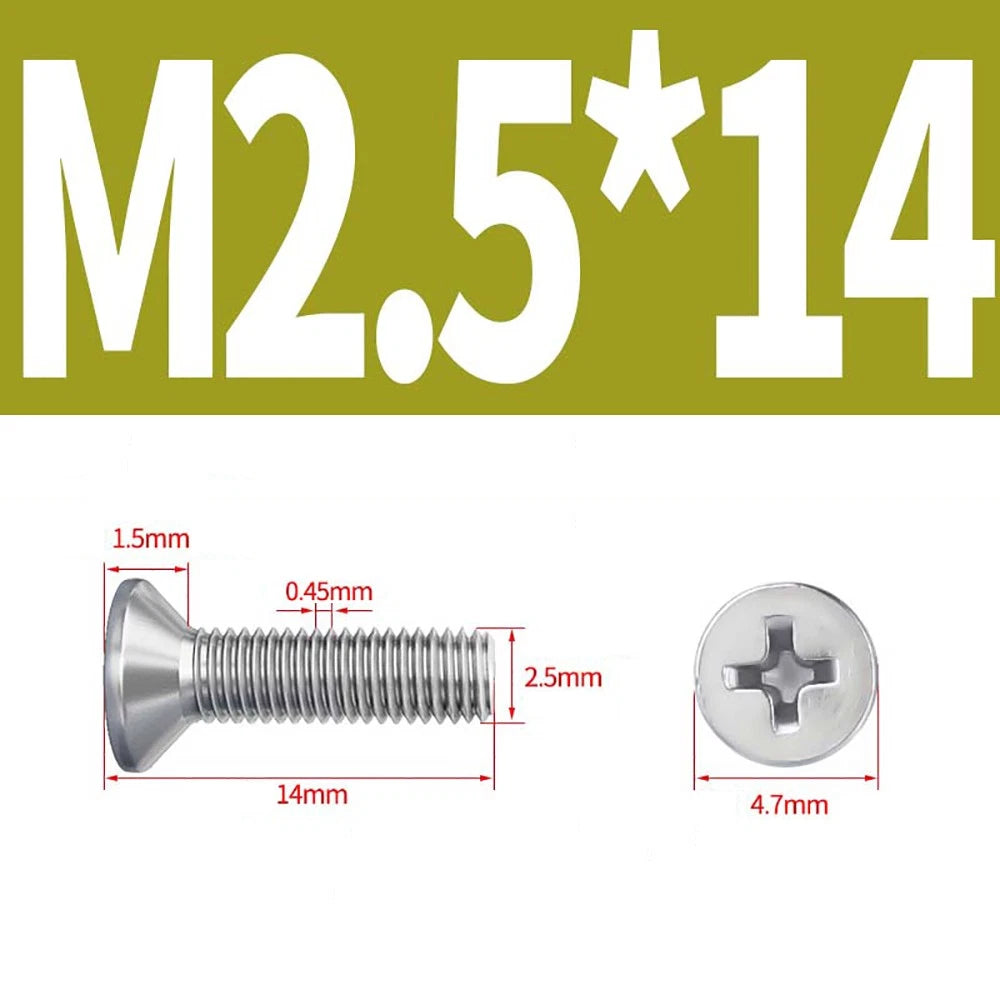 M2 to M8 A4 316 Stainless Steel Phillips Countersunk Screws DIN 965 Marine Grade