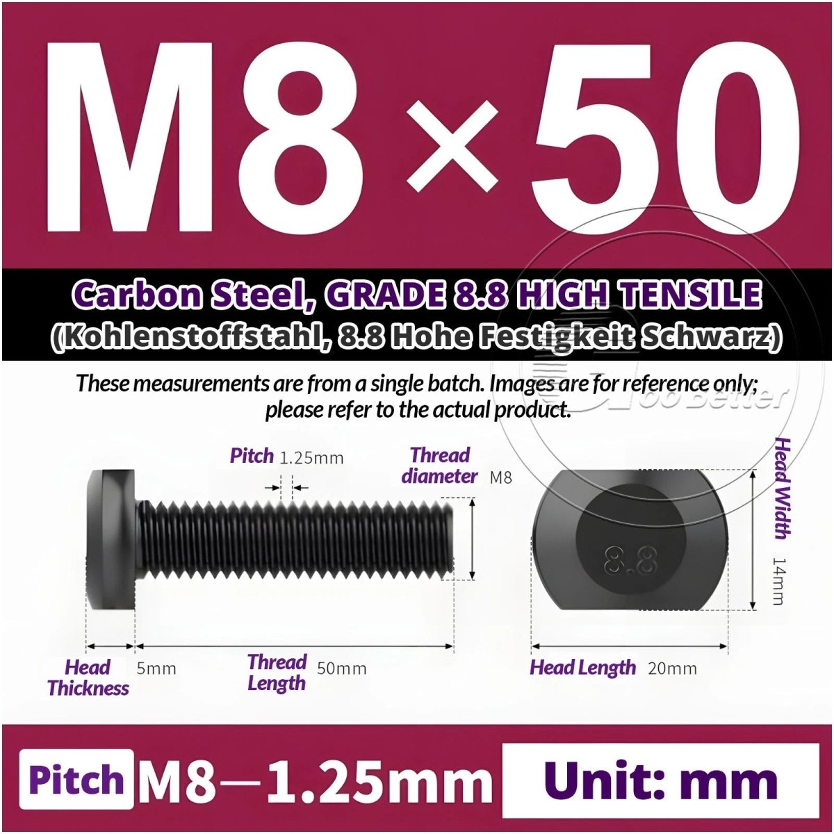 T - Slot Bolts M6 to M20 | Grade 8.8 High Tensile | T - Track Bolts 16mm–500mm - HomeDIYer