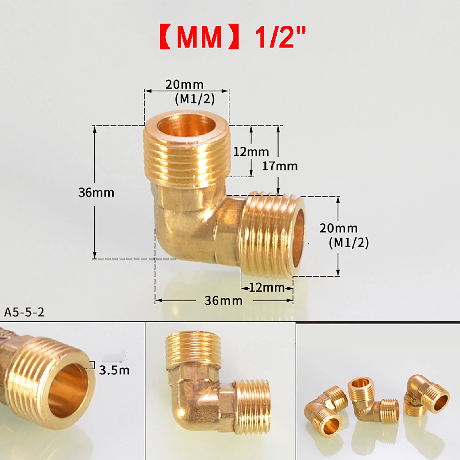 Brass 90° Elbow BSP Threaded Pipe Fitting — Equal & Reducer, 1/8" to 1/2"