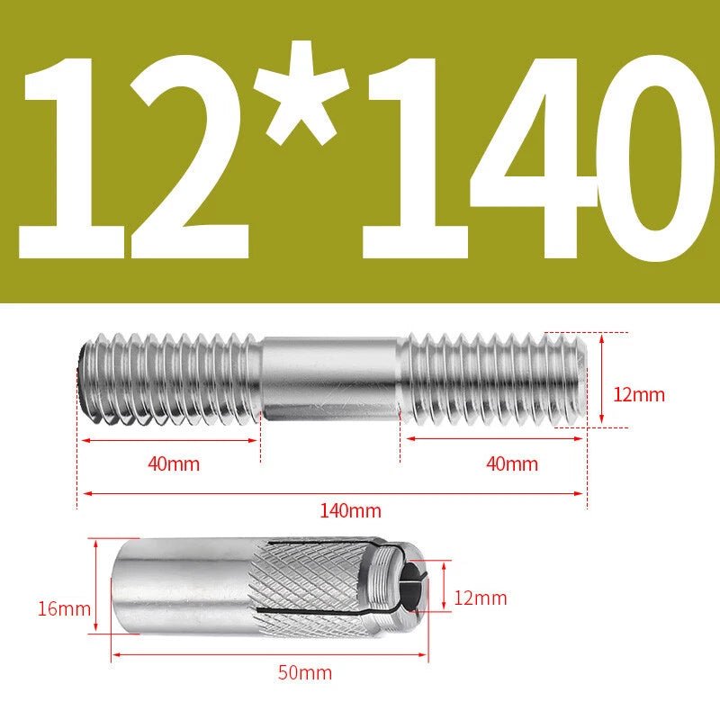 304 Stainless Steel Double - End Threaded Expansion Anchor Bolts | M6 M8 M10 M12 | 100–250mm - HomeDIYer