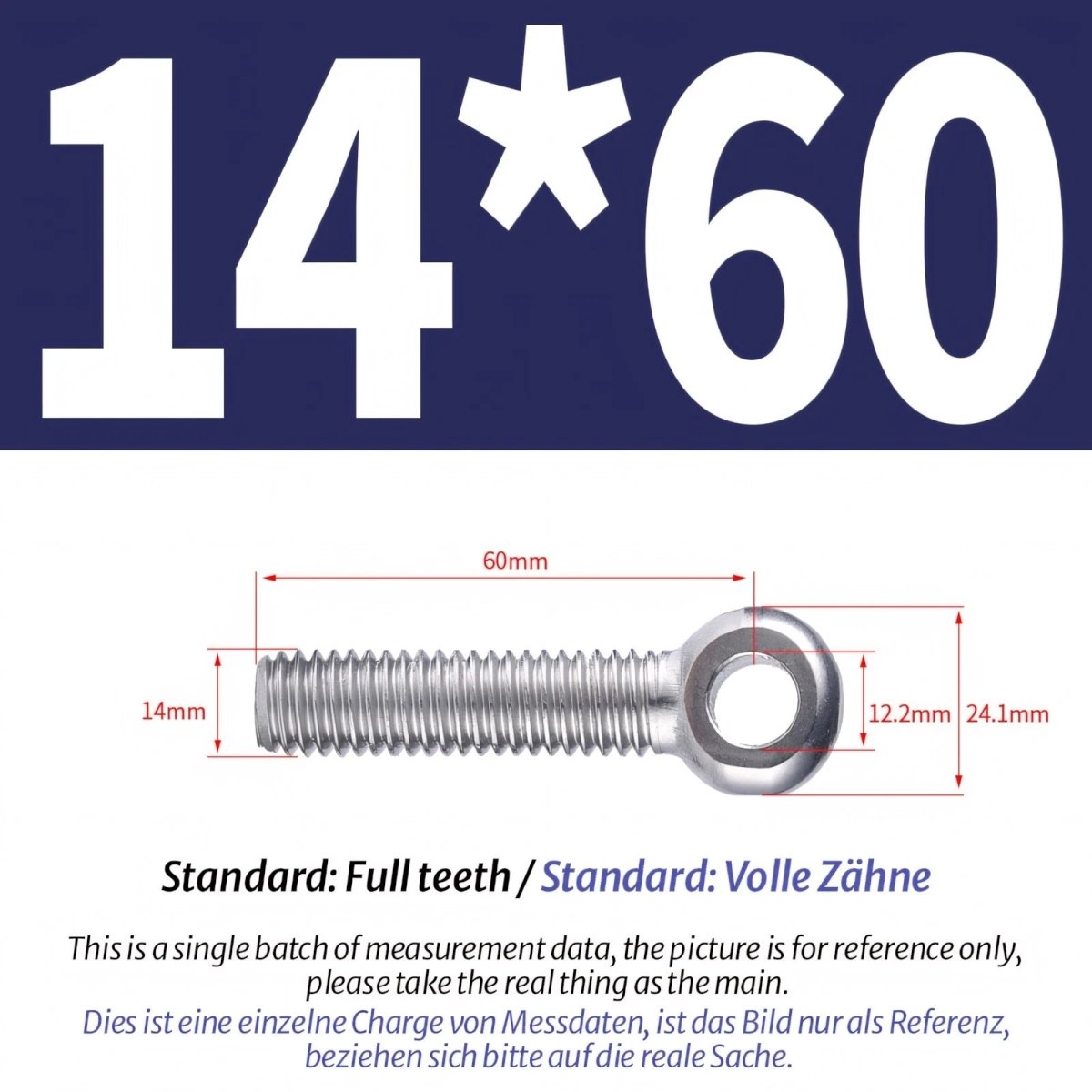 M12 M14 Stainless Steel Eye Bolts – Threaded Ring for Catenary Wire & Hanging - HomeDIYer