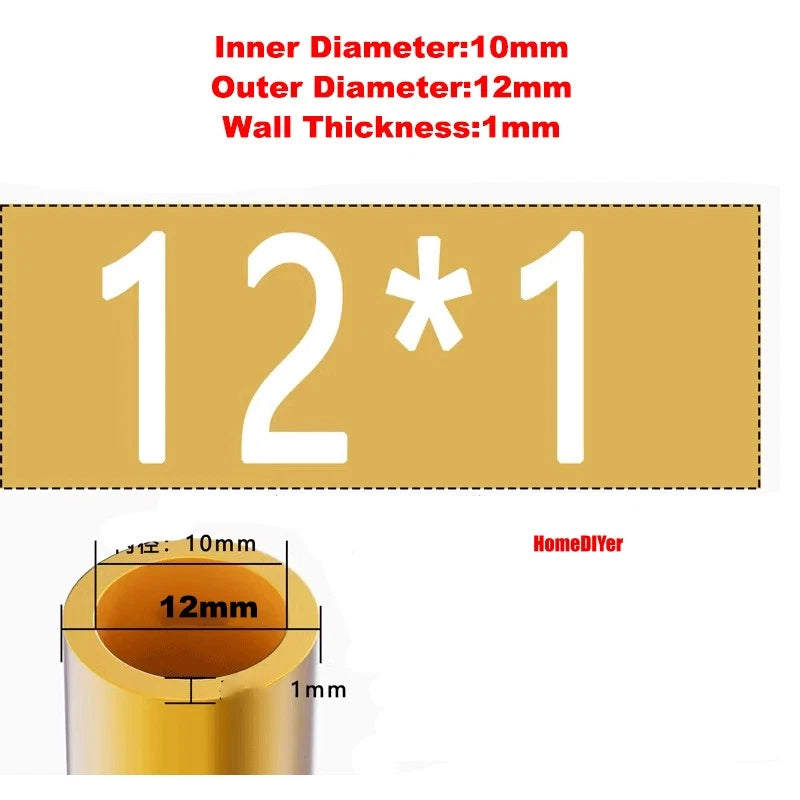 H62 Brass Round Tube — OD 2mm–100mm, Wall 0.5mm–4mm, 200mm Length