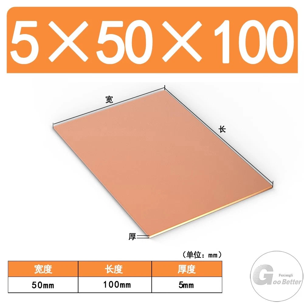 T2 Pure Copper 99.9% Sheet Plate Thick 4mm to 10mm Models making Customisable