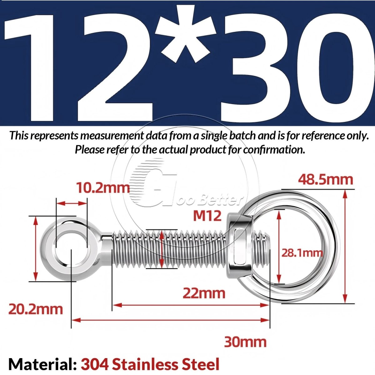 M10 M12 M14 Stainless Steel Eye Bolt & Eye Nut Set — A2 - 304, Threaded Lifting Ring - HomeDIYer