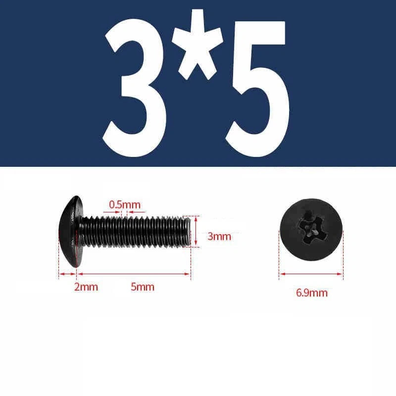 Phillips Pan Head Machine Screws — Nickel Plating & Black Zinc, M2–M6, 10 or 25 Pcs