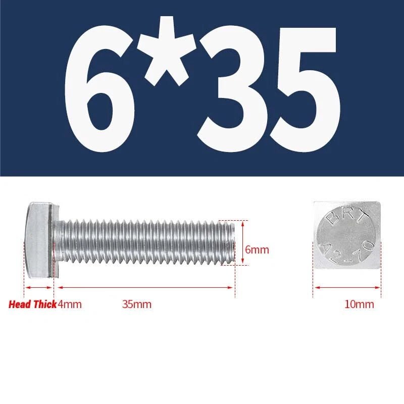 Square Head Bolts M4 M5 M6 M8 M10 M12 — A2 304 Stainless Steel, Multiple Lengths - HomeDIYer