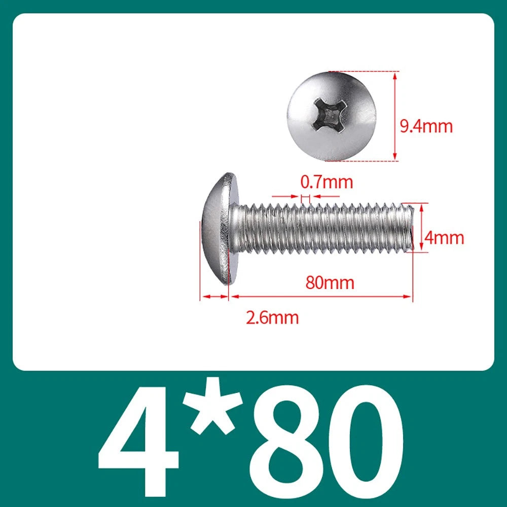 M4-M8 Phillips Truss Head Machine Screw Large Flat Head Screws Stainless Steel