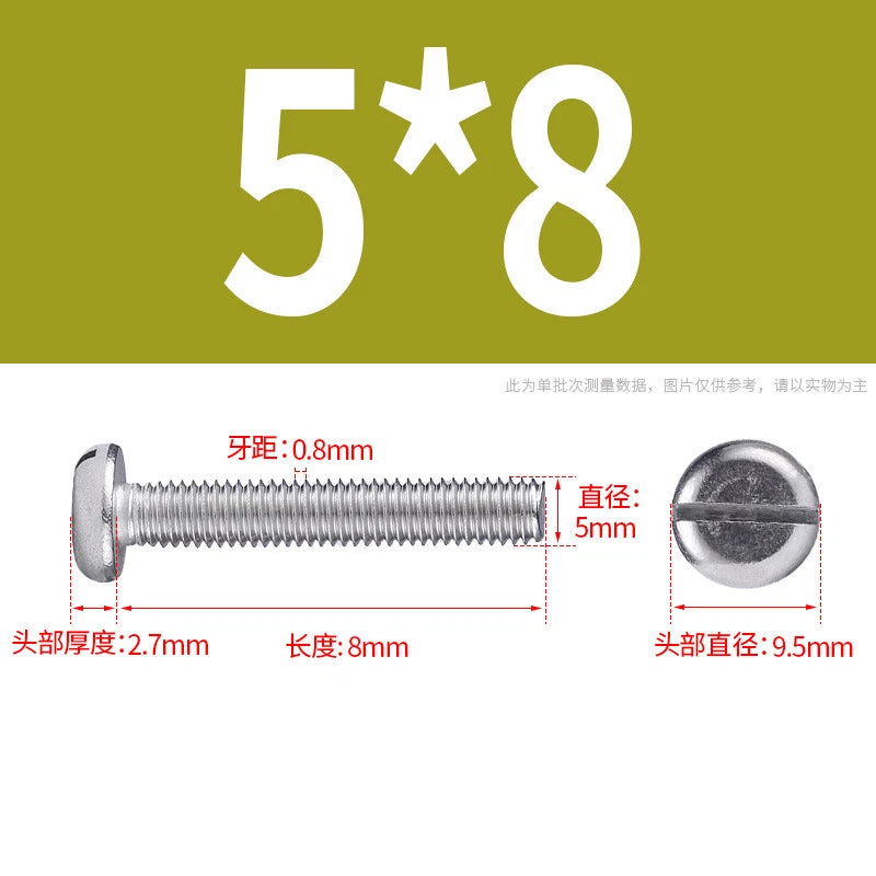 M4 M5 M6 M8 M10 A2 Stainless Steel Machine Screws - Slotted Pan Head Bolts DIN85