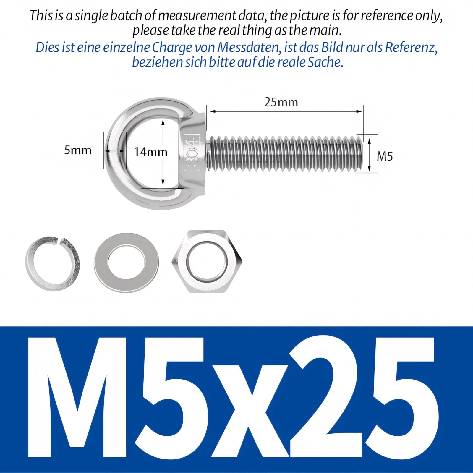 M3 M4 M5 - M20 Eye Bolts Kit Screws Nut Washer Long Boat Stainless Steel A2 304