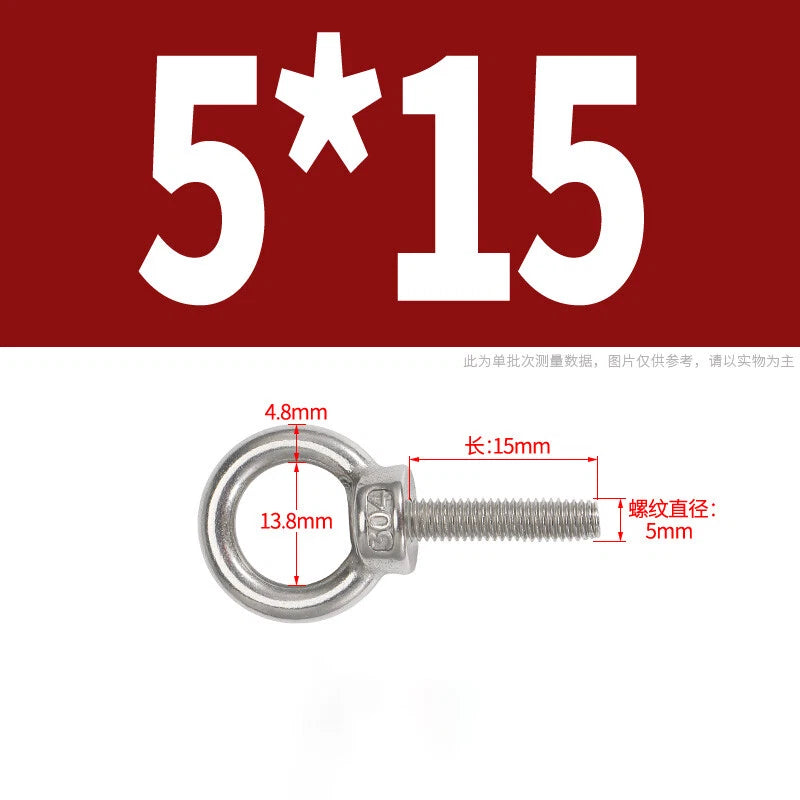 Lifting Eye Bolts A2 304 Stainless Steel M4 M5 M6 M8 M10 M12 M14 M16 M18 M20 M24