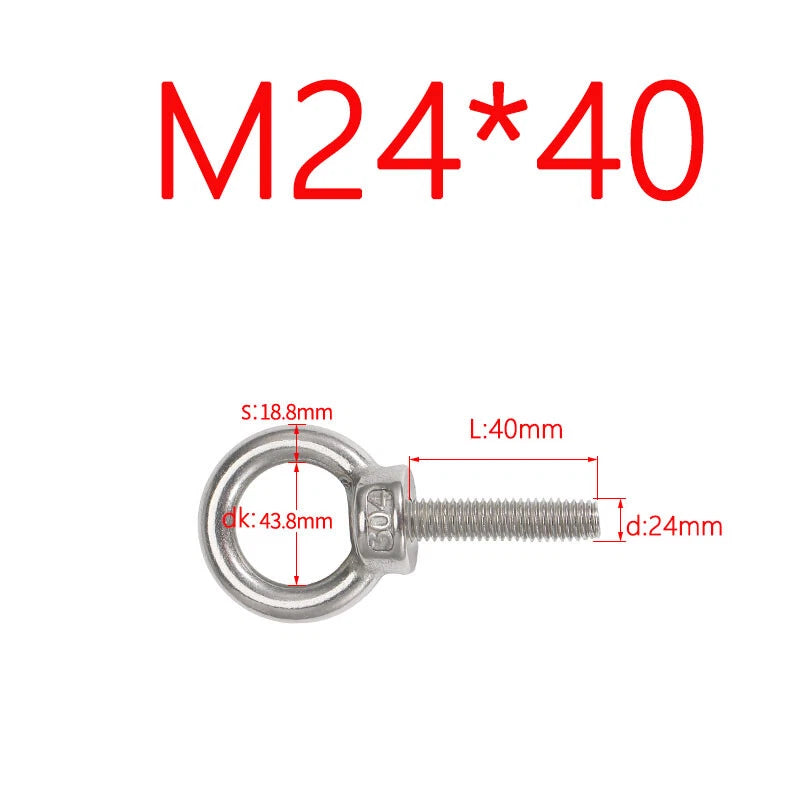 M3–M24 Stainless Steel Eye Bolts with Metric Thread — 304 SS Lifting Eyebolt