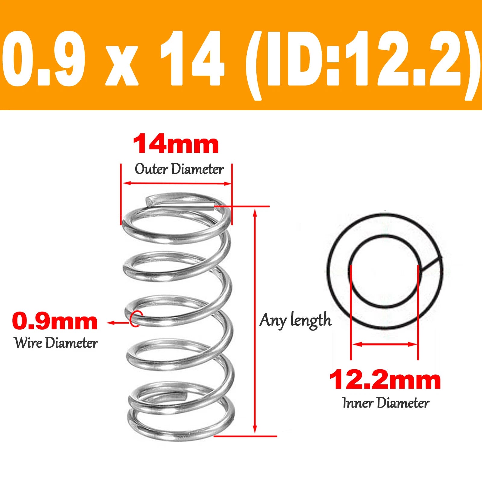 Compression spring Stainless steel wire 0.9mm Return spring outer diamete 5-16mm
