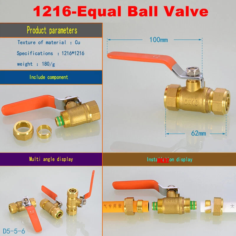 Push-Fit Tube Fittings for 12mm & 16mm Pipe — Straight, Elbow, Tee, Ball Valve, 1/2" & 3/4" NPT
