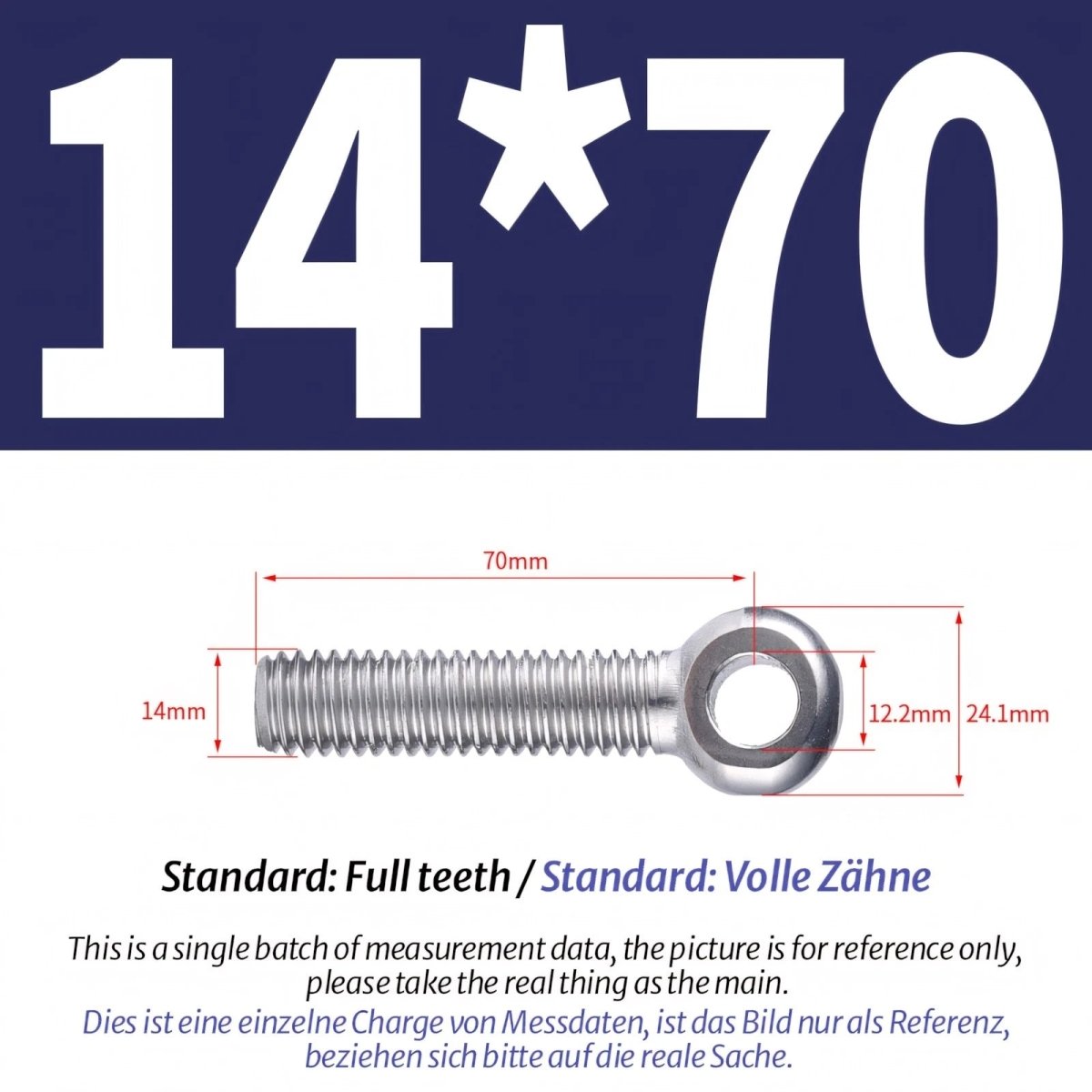 M12 M14 Stainless Steel Eye Bolts – Threaded Ring for Catenary Wire & Hanging - HomeDIYer